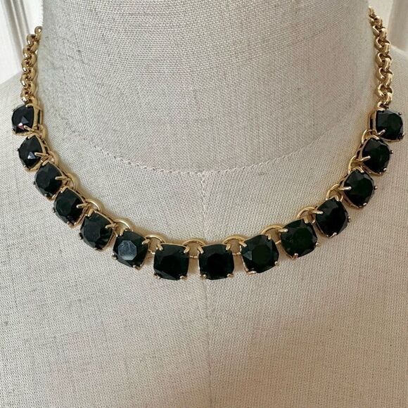 Kate Spade gold tone and green rhinestone bib necklace - Picture 1 of 10